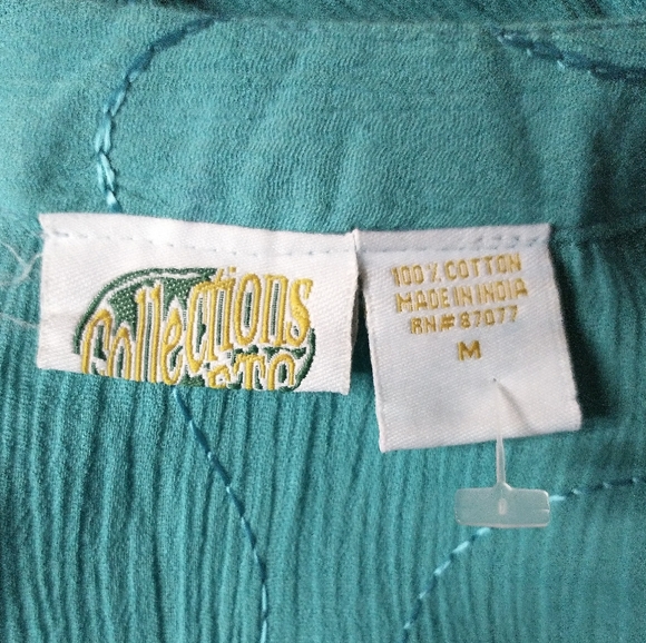 Collections Etc.Teal Embroidery Scoop Neck Size Medium Dress - Picture 8 of 9